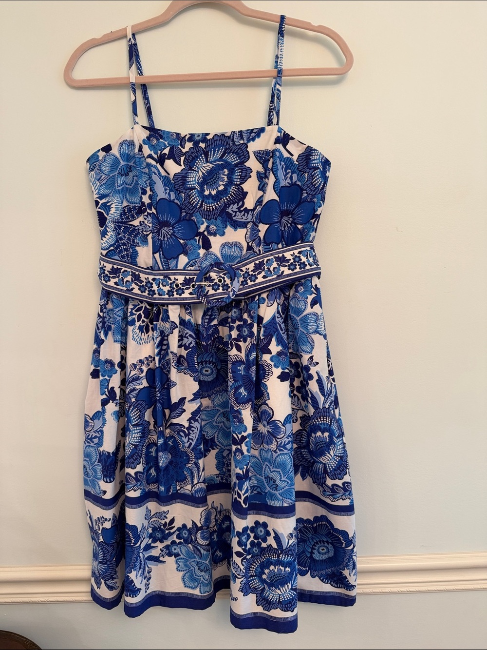 Joie Blue and White Floral Belted Sundress